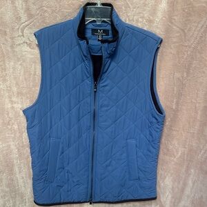 Magaschoni Men's Quilted Blue Zipper Vest Size Medium